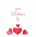 Valentine`s Day greeting card. Watercolor hearts