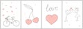 Valentine`s day.Valentine`s day greeting cards.Love.Hand drawn doodle vector set Royalty Free Stock Photo