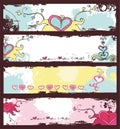 Valentine's day grunge banners set Royalty Free Stock Photo