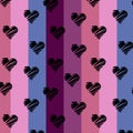 seamless pattern with black hearts on colorfull background