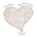 Valentine`s Day, heart with arabesque pattern illustration