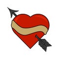 Valentine`s Day. Heart with an arrow. Wedding card. Romantic declaration of love