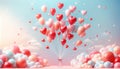 Valentine\'s Day Heart Balloons Sky Background, AI Generated Royalty Free Stock Photo