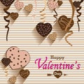 Valentine's Day and Heart chocolate Party on colorful background. Vector Party Heart chocolate and full heart on colorful Backgrou Royalty Free Stock Photo