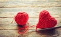 Valentine's Day heart crochet and ball of thread