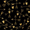 Valentine's Day Heart Gold Glitter Pattern Royalty Free Stock Photo
