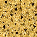 Valentine's Day Heart Gold Glitter Pattern Royalty Free Stock Photo