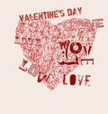Valentine`s day, heart and love illustration, grunge style, vect Royalty Free Stock Photo