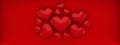 Valentine`s day heart on red background. Minimal valentine, mother`s day, marriage and love concept. Top view