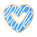 Valentine`s Day heart shaped blue donut with glaze