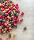 Valentine`s Day heart-shaped dog snacks Royalty Free Stock Photo