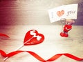 Valentine`s day heart teddy bear and sweet lollipop Royalty Free Stock Photo