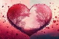 valentine's day heartful pink with red romantic double exposure background