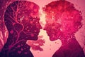 valentine's day heartful pink with red romantic double exposure background