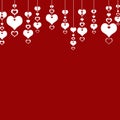 Valentine's Day Hearts on a red background . The concept of love