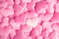 Valentine`s Day. Holiday abstract pink Valentine background with satin hearts. Love Royalty Free Stock Photo