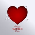 Valentine`s day holiday design. Big red heart cutted out paper b Royalty Free Stock Photo