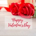 Valentine`s Day holiday greeting card, promotion sale design concept with red text, heart shape decoration for happy love, bokeh Royalty Free Stock Photo