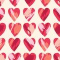Valentine's Day Holiday Hand-Drawn Trendy Brushstroke Hearts Vector Seamless Pattern Royalty Free Stock Photo