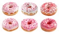 Valentine\'s Day holiday pink, red and white donuts isolated on transparent background