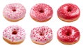 Valentine\'s Day holiday pink, red and white donuts isolated on transparent background