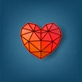 Valentine`s Day of Holiday. polygon hearts on blue background, v