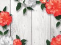 Valentine`s Day Holiday Red and White Roses Floral Border Royalty Free Stock Photo