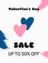 Valentine`s day holiday sale. Brush stroke, watercolour, paint.