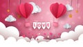 Valentine s Day illustration. Air balloon, cloud, star Royalty Free Stock Photo