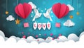 Valentine s Day illustration. Air balloon, cloud, star Royalty Free Stock Photo