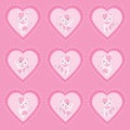 Valentine`s day illustration with cute pink cats on pink love background