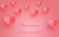 Valentine`s Day Illustration, with hanging origami hearts. Can be used for wallpaper, background, flyer, poster, brochure, banner, Royalty Free Stock Photo