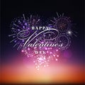 Valentine`s day illustration with heart shape fireworks Royalty Free Stock Photo