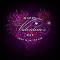 Valentine`s day illustration with heart shape fireworks Royalty Free Stock Photo