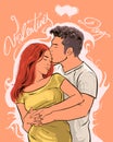 Valentine s Day illustration with loving couple