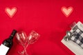 Valentine`s day image, bottle and glasses of wine