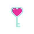 Pink keys, locks and hearts isolated vector elements