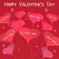 Love card with cute heart-shaped balloons.Happy Love Day.Valentine\'s Day.