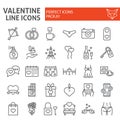 Valentine s day line icon set, wedding day symbols collection, vector sketches, logo illustrations, love signs linear Royalty Free Stock Photo