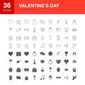 Valentine`s Day Line Web Glyph Icons
