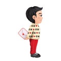 Valentine s Day with Little Boy Side View holding Love Letter flat vector illustration Royalty Free Stock Photo