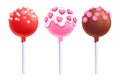 Valentine`s day lollipops cake pops set vector illustration.