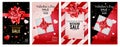 Valentine s Day Love banner set Background Design. Template for advertising, web, social media and fashion ads. Vertical poster,