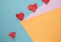 Valentine\'s Day love concept with red paper hearts lined up and falling