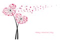 Valentine's Day Love Dandelion with red hearts greeting card vector