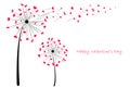 Valentine's Day Love Dandelion with red hearts greeting card vector Royalty Free Stock Photo