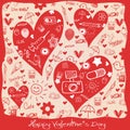 Valentine``s Day love - Hearts - Doodles collection