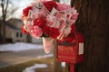 Valentine\'s Day Love Messages Overflowing in a Colorful Mailbox