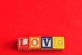 Love Spelled with colorful alphabet blocks Royalty Free Stock Photo