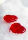 Valentine`s day two hearts in winter in the snow Royalty Free Stock Photo